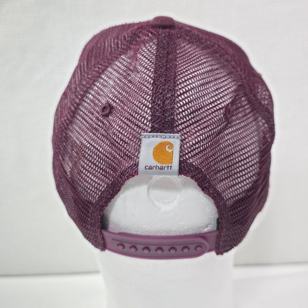Carhartt Mesh Trucker Snapback Cap Burgundy Gold Logo One Size Adjustable - Picture 5 of 7
